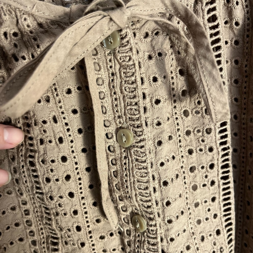Joie Brown Eyelet Blouse - Picture 3 of 7